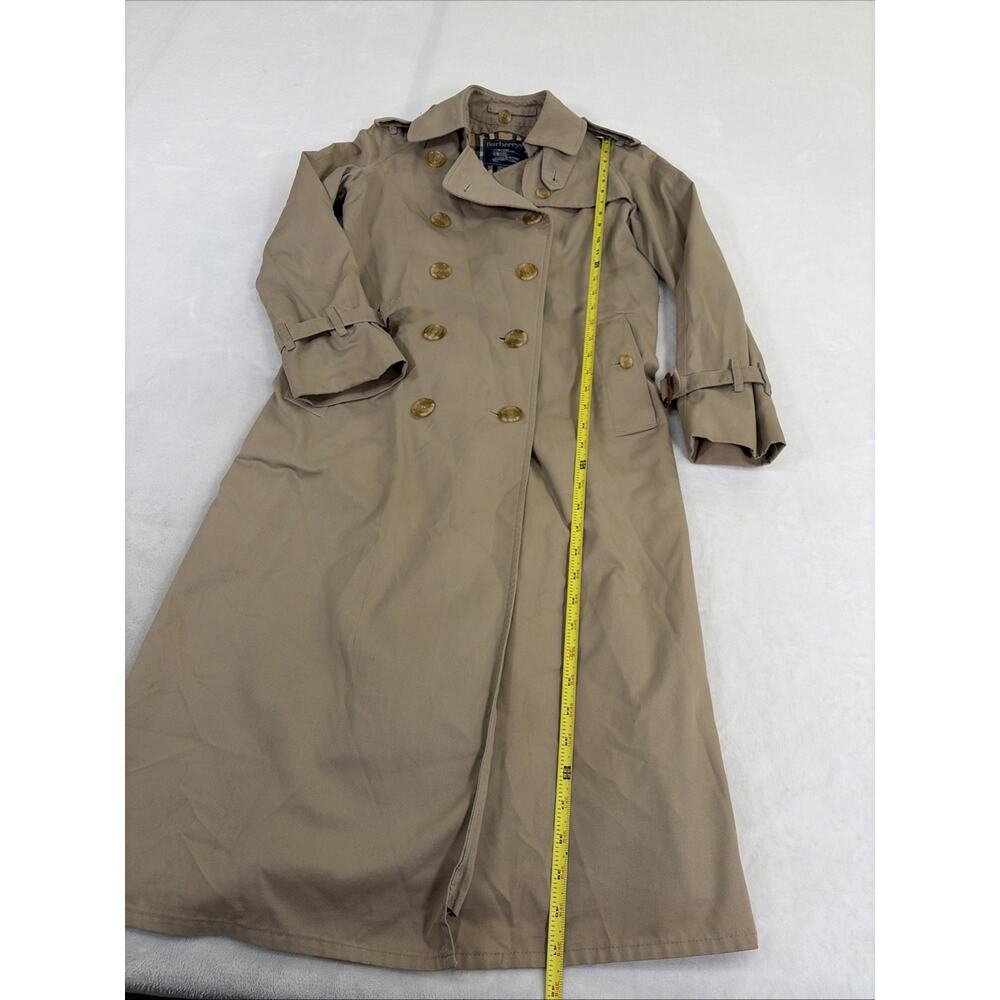 Vintage Burberry Women's Size 4 Long Khaki Nova Check Trench Coat 80s Union Made - Picture 12 of 15